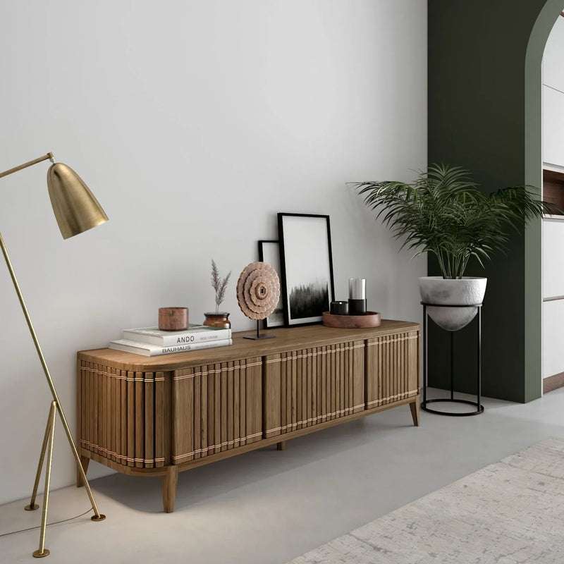 Koppar Media Cabinet With 3 Doors 160 cm - White Oak