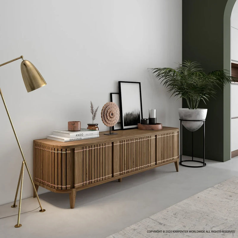 Koppar Media Cabinet with 3 Doors 160cm - FSC Recycled Teak