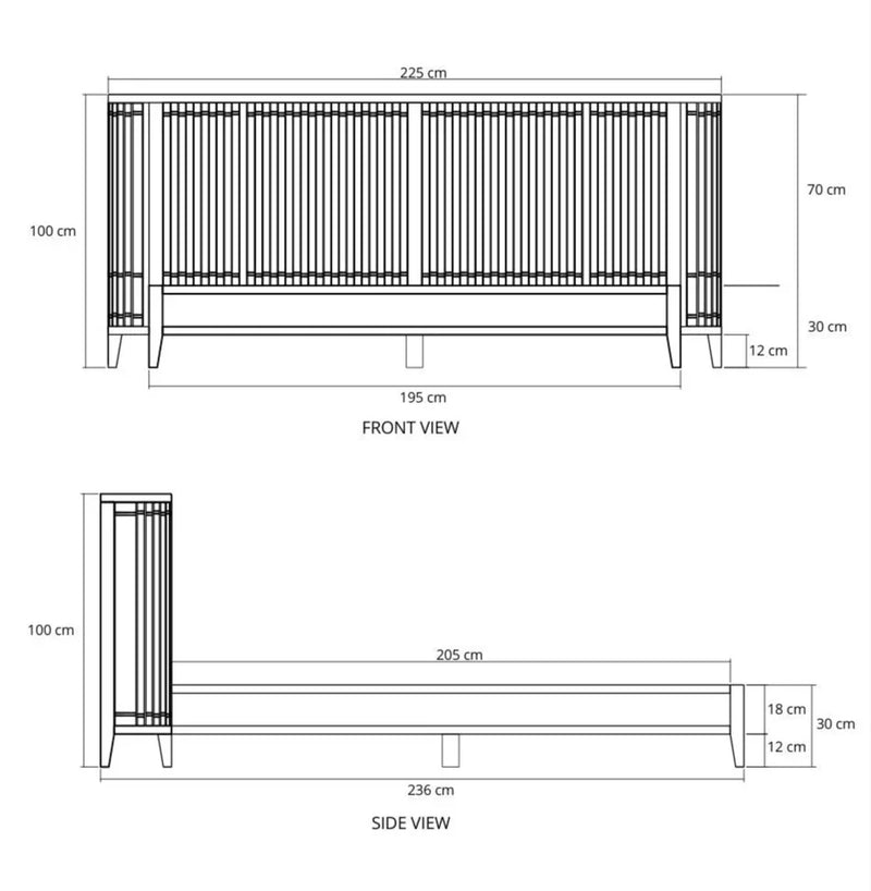 Koppar King Bed Frame With Mini Storage - FSC Recycled Teak