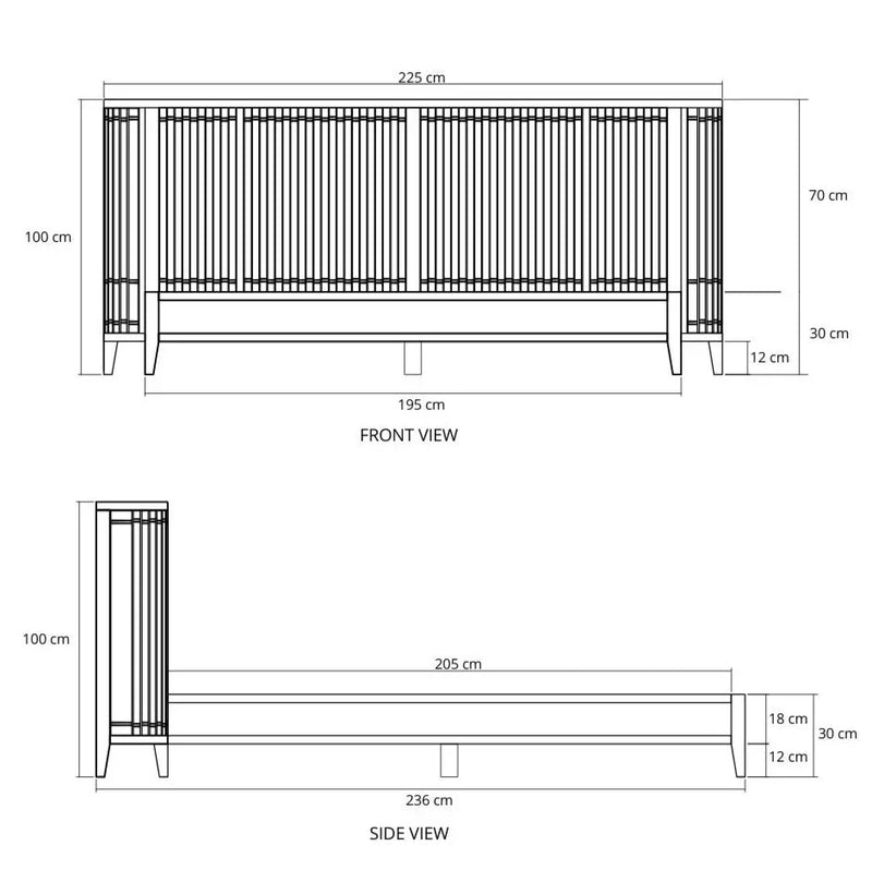 Koppar King Bed Frame With Mini Storage - White Oak