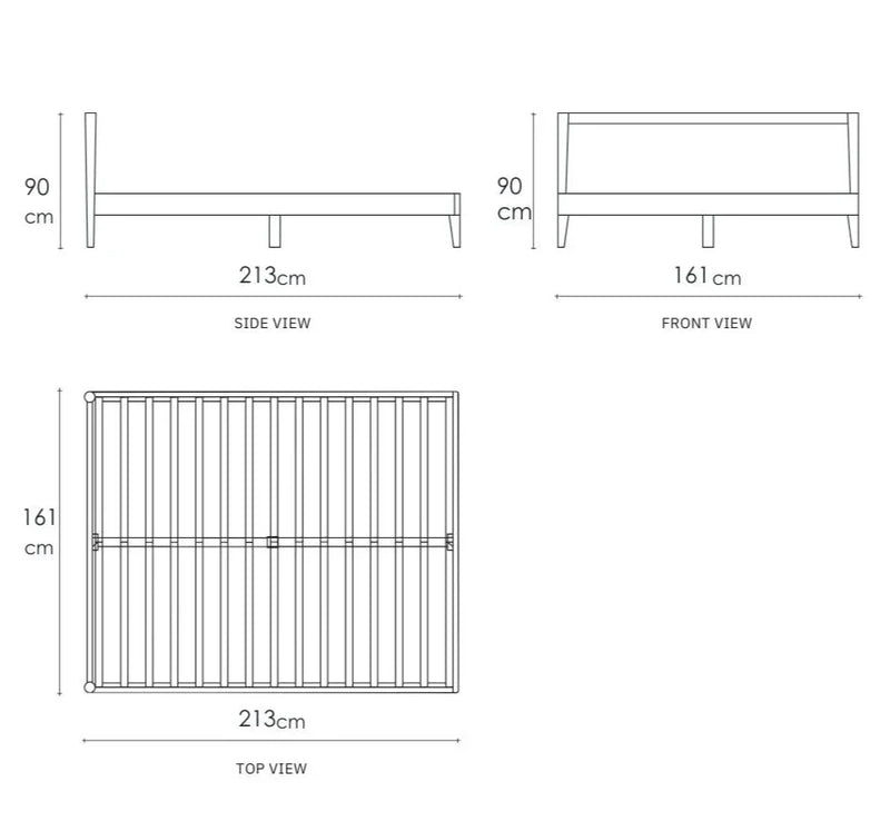 Vintage Queen Bed 213 cm - White Oak