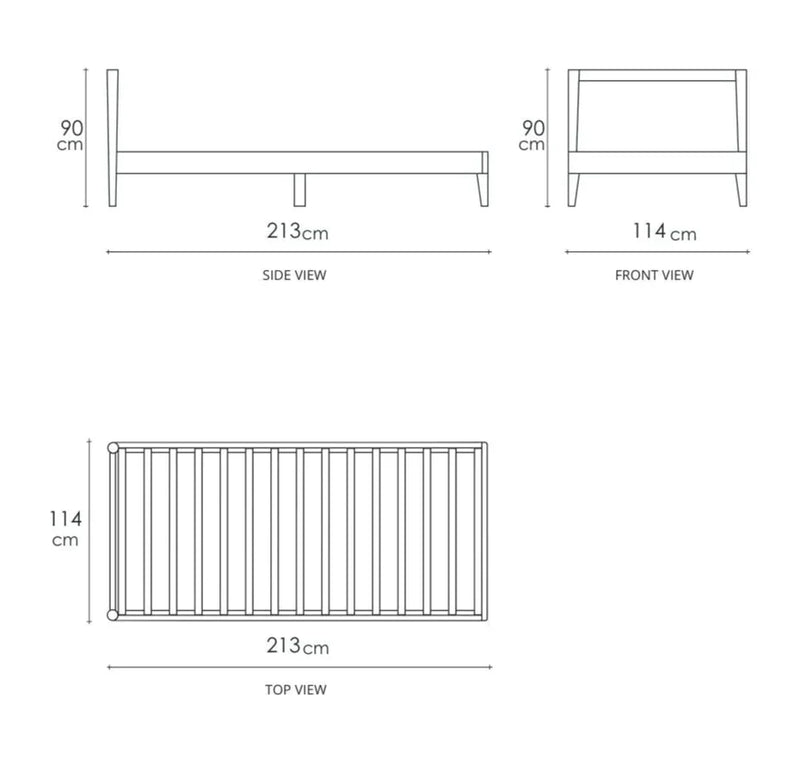 Vintage King Single Bed 213 cm - Black