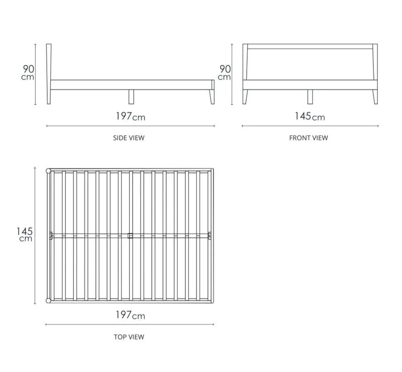 Vintage Double Bed 197 cm - Satin Black