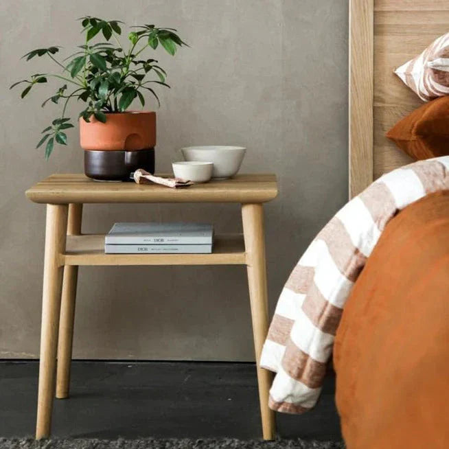 Vintage Wide Open Bedside Table - 65cm