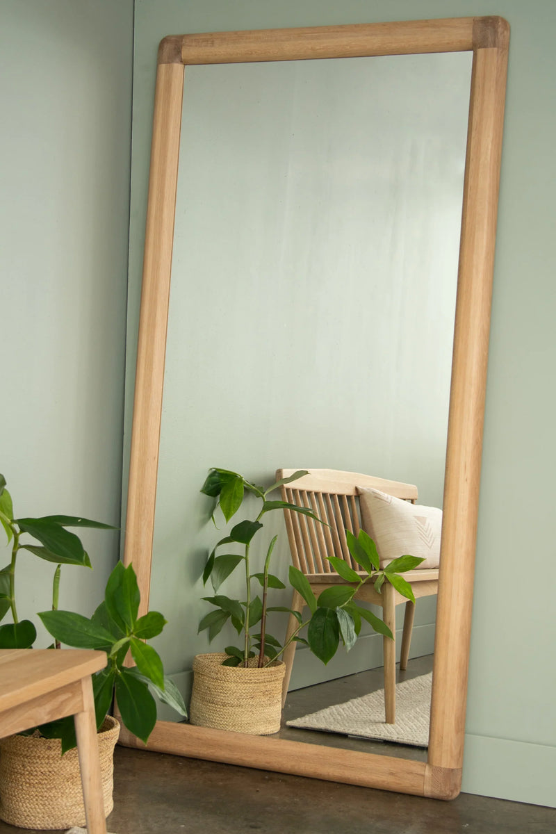 Vintage Floor Mirror 180cm - White Oak