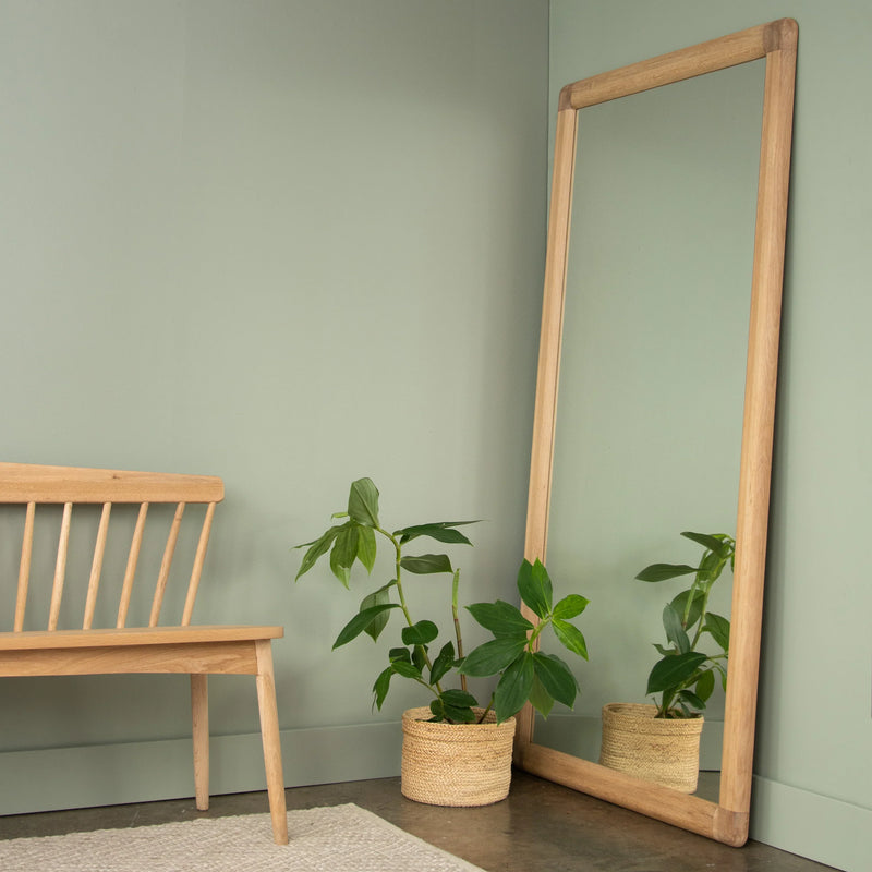Vintage Floor Mirror 180cm - White Oak