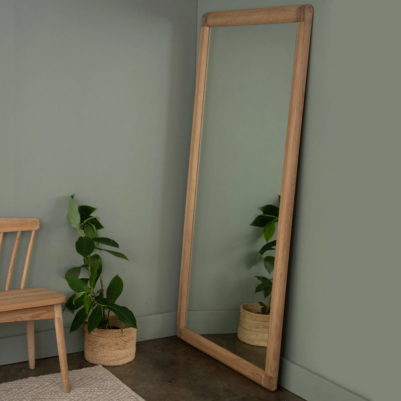 Vintage Floor Mirror 180cm - White Oak