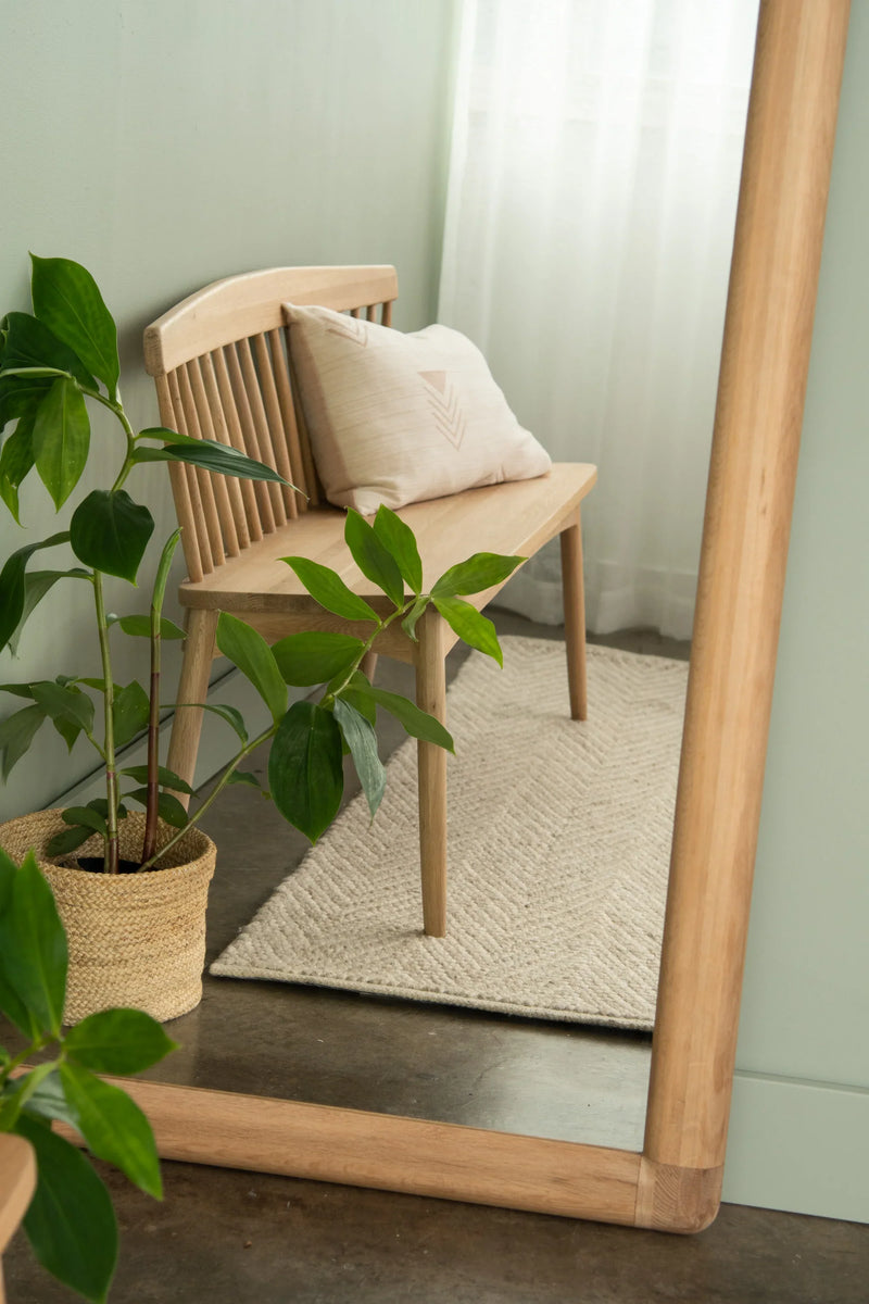 Vintage Floor Mirror 180cm - White Oak