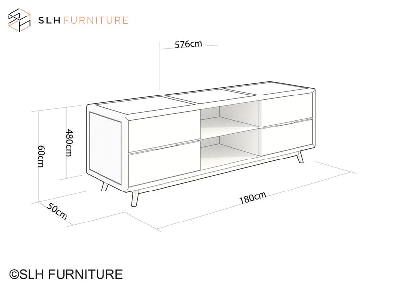 Vintage Low TV Unit 180cm - FSC Recycled Teak