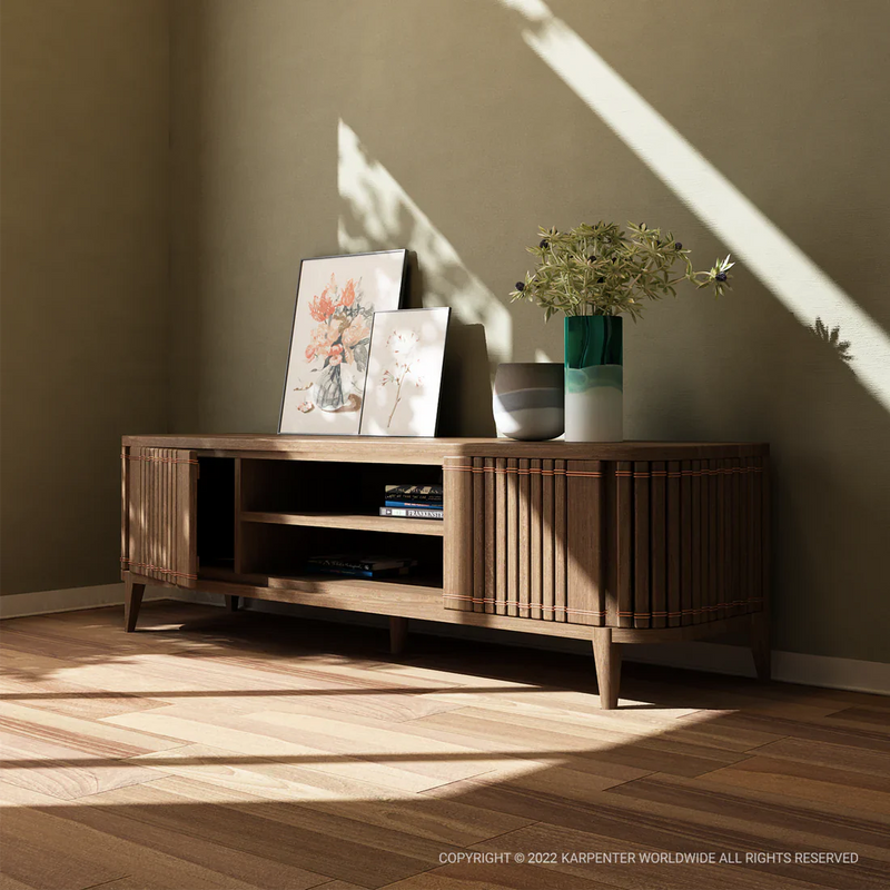 Koppar Media Cabinet With 2 Doors 160cm - FSC Recycled Teak