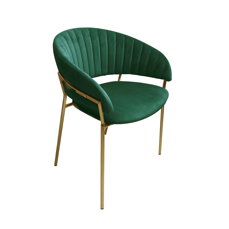 Lex Dining Chair in Green Velvet and Gold Legs