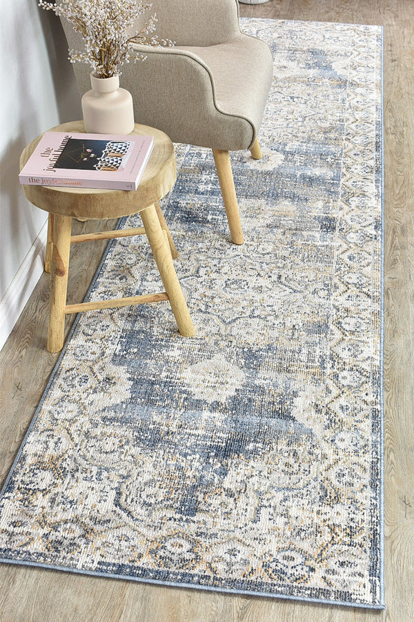 Medina Dark Blue Runner Rug 0318A