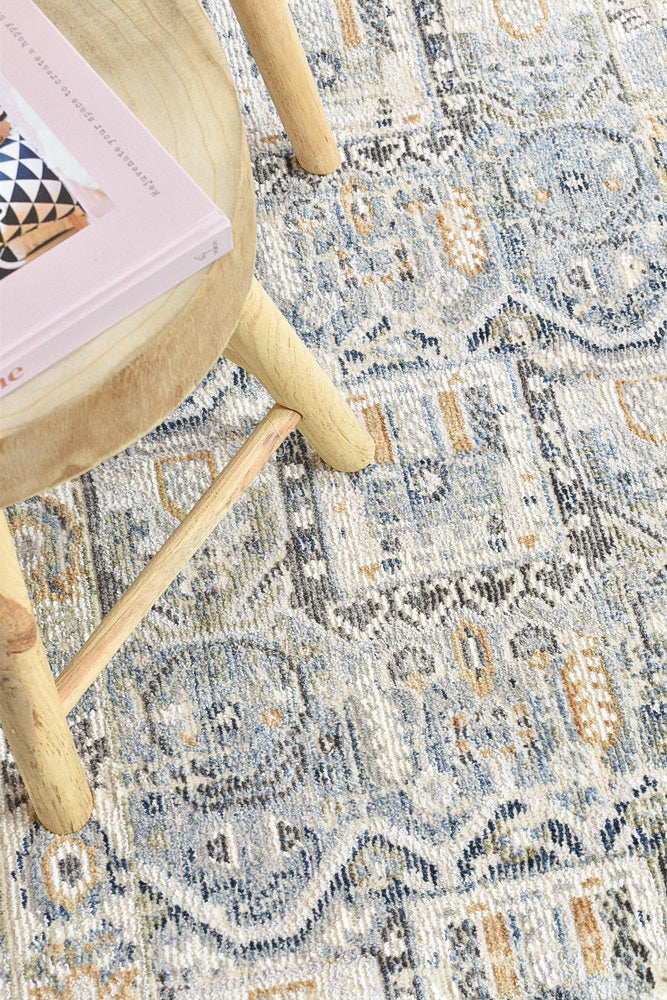 Medina Blue Grey Runner Rug 0319A