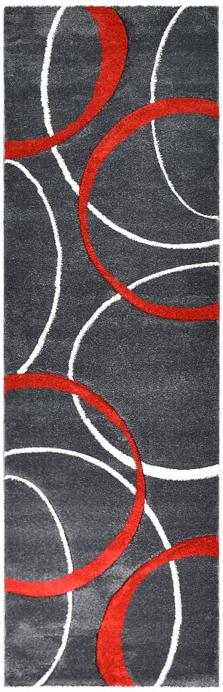 Dahlia 798 Dark Grey Red Rug - discontinued