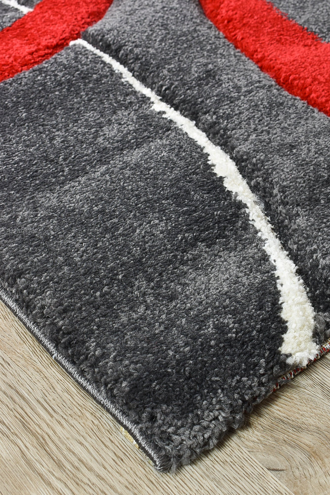 Dahlia 798 Dark Grey Red Rug - discontinued