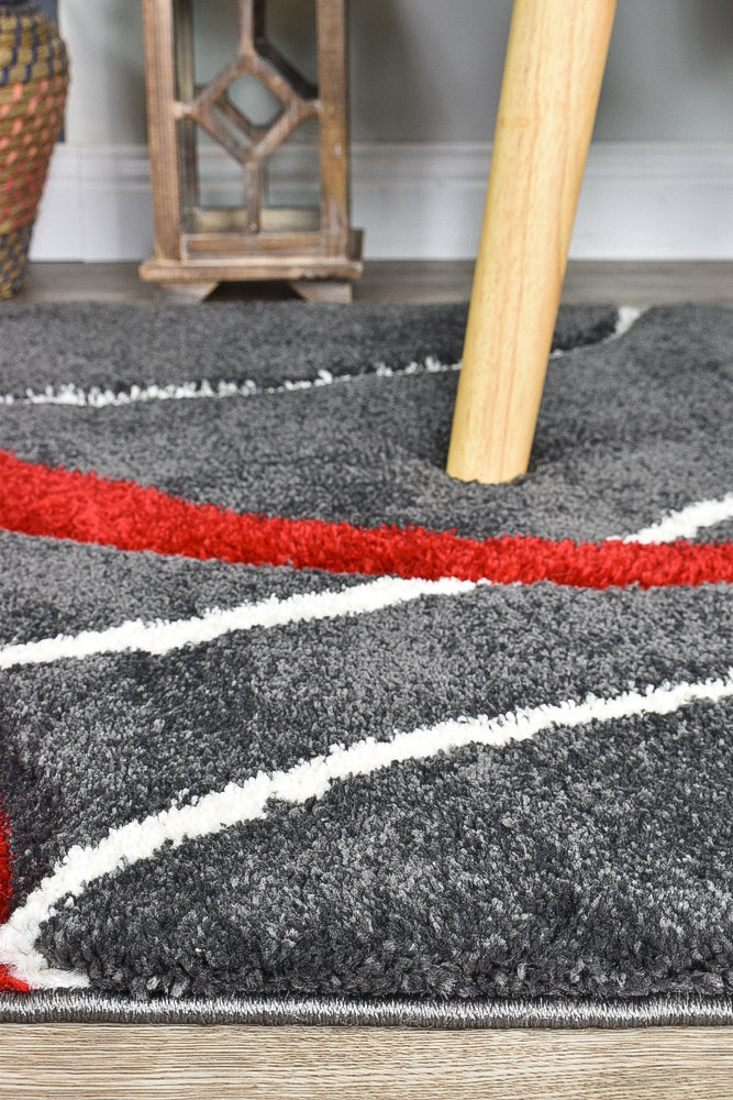 Dahlia 798 Dark Grey Red Rug - discontinued
