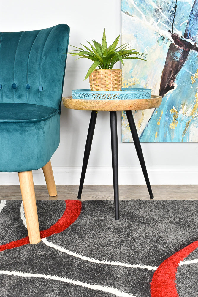 Dahlia 798 Dark Grey Red Rug - discontinued