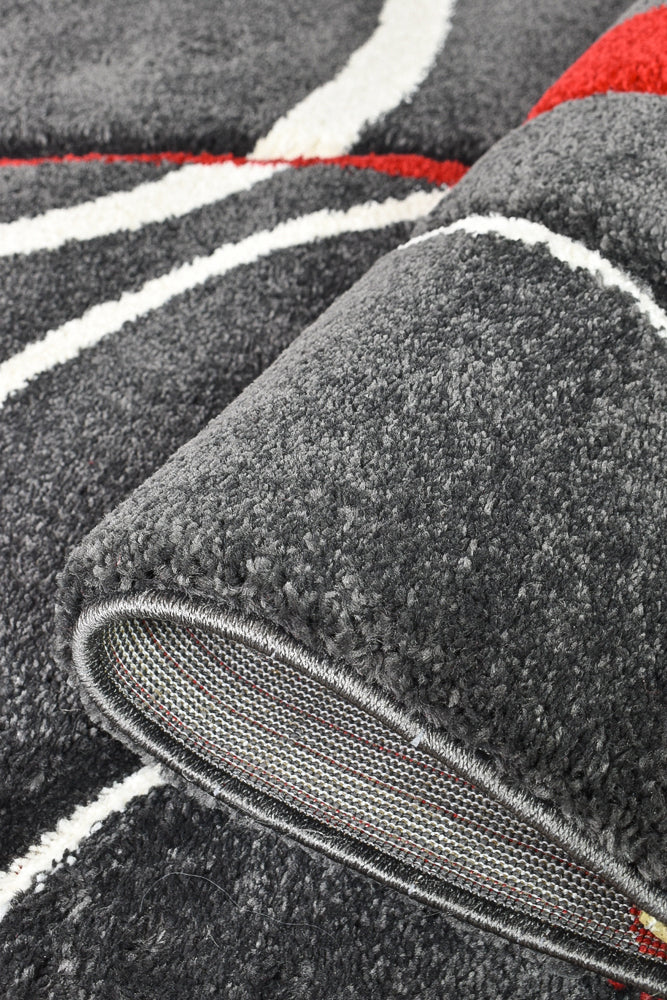Dahlia 798 Dark Grey Red Rug - discontinued