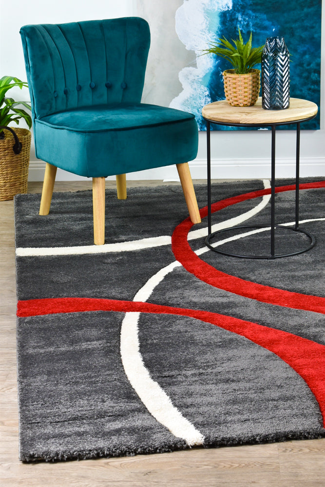 Dahlia 798 Dark Grey Red Rug - discontinued