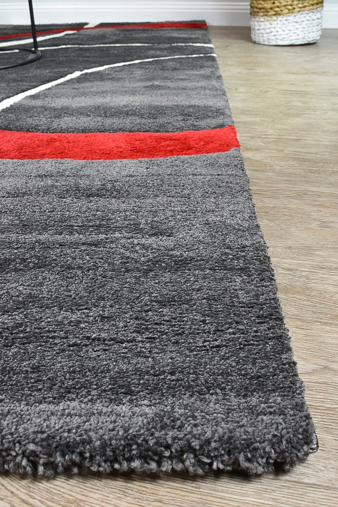 Dahlia 798 Dark Grey Red Rug - discontinued