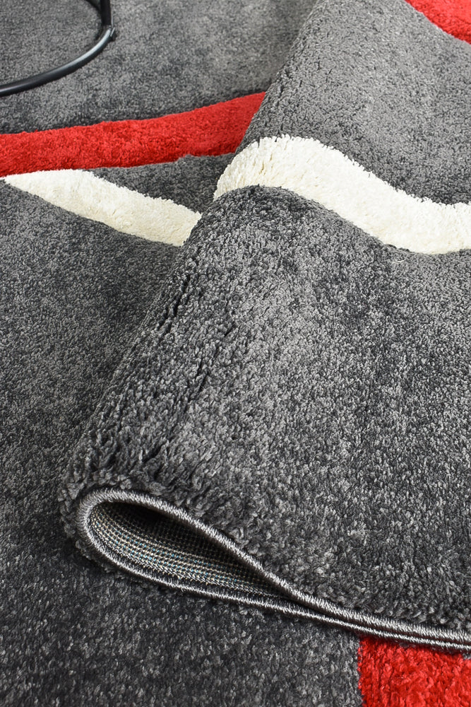 Dahlia 798 Dark Grey Red Rug - discontinued