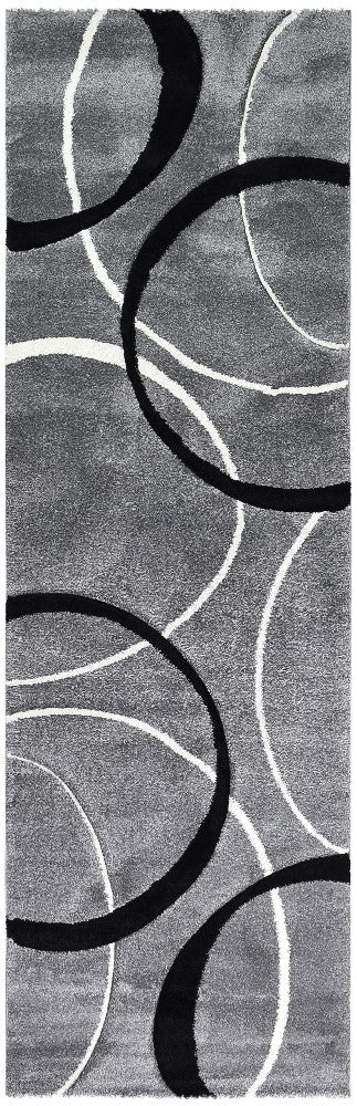 Dahlia 798 Light Grey Black Runner