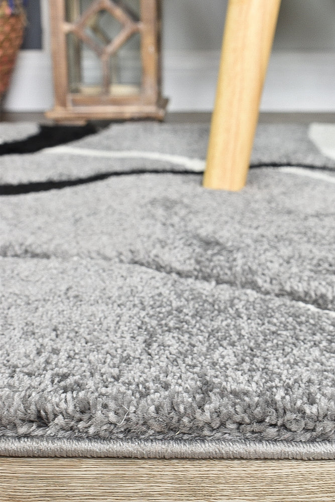 Dahlia 798 Light Grey Black Runner