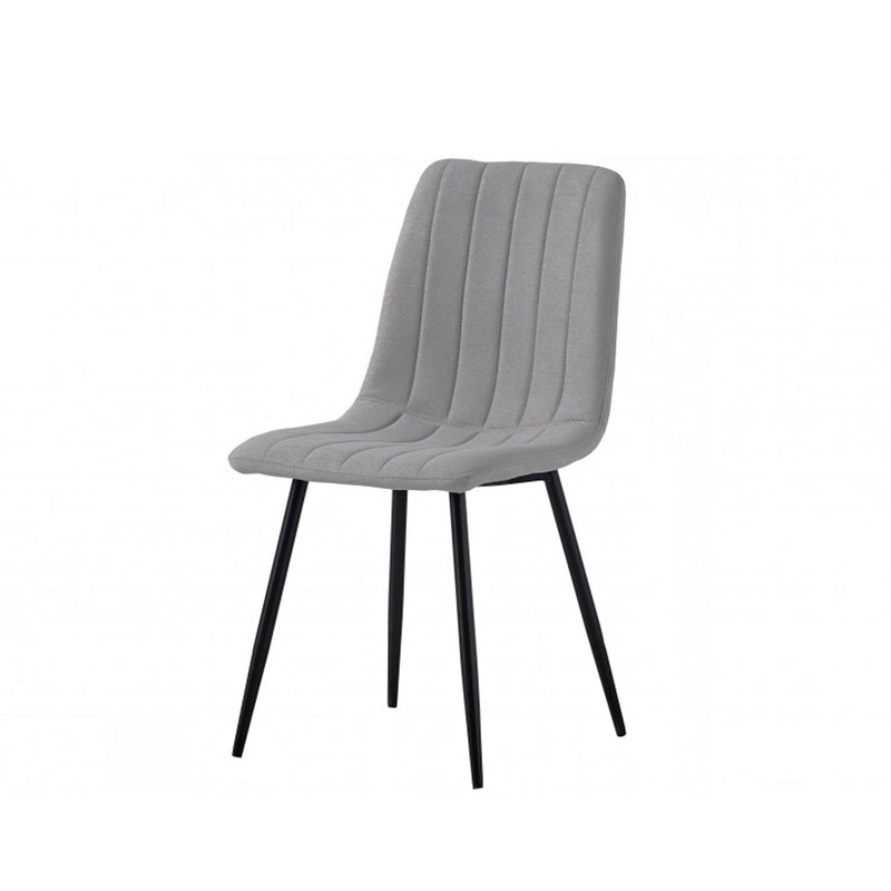 Zee 1.8 Sintered Stones Dining Table with Black Metal Powdercoated Legs and 6 Molly Dining Chair in Grey Fabric