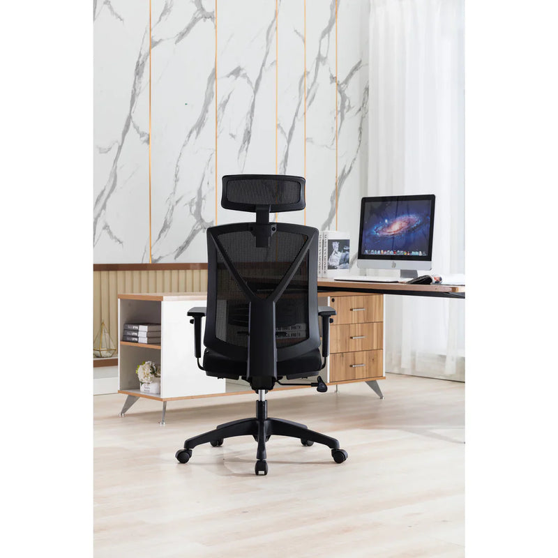 Calibre COC8256-UN Mesh Ergonomic Office Chair with Headrest - Black