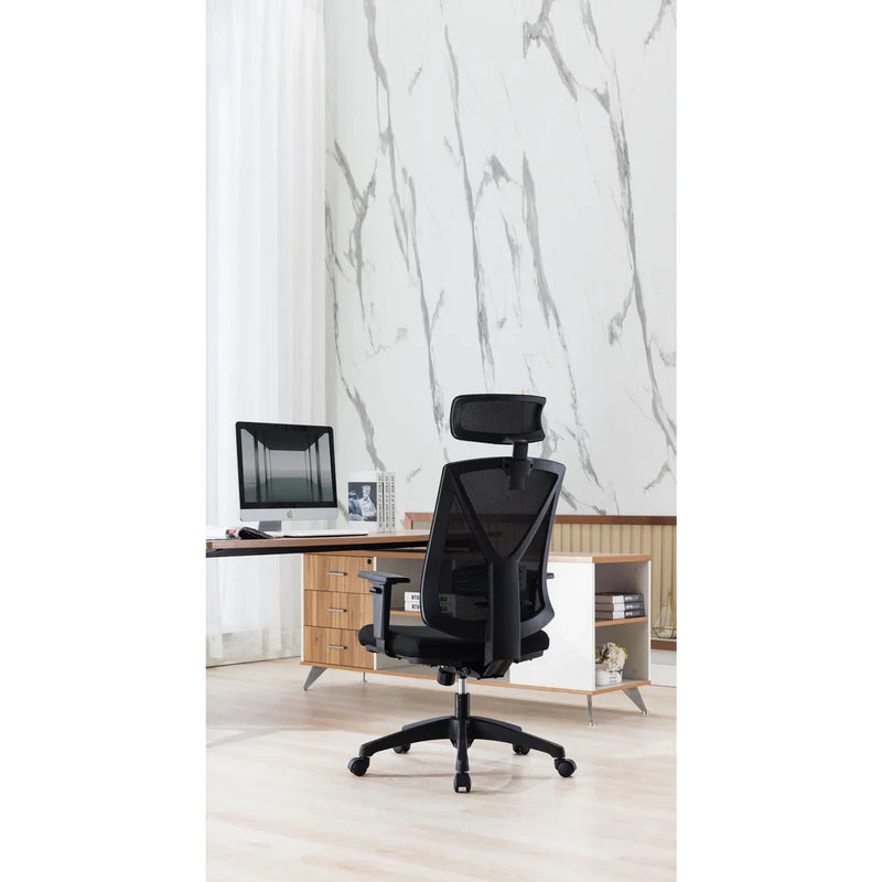 Calibre COC8256-UN Mesh Ergonomic Office Chair with Headrest - Black