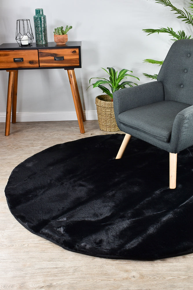 Super Soft Shaggy Round Black