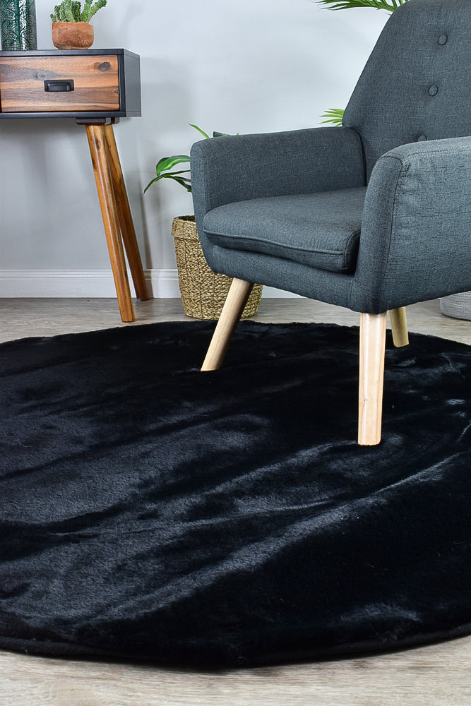 Super Soft Shaggy Round Black
