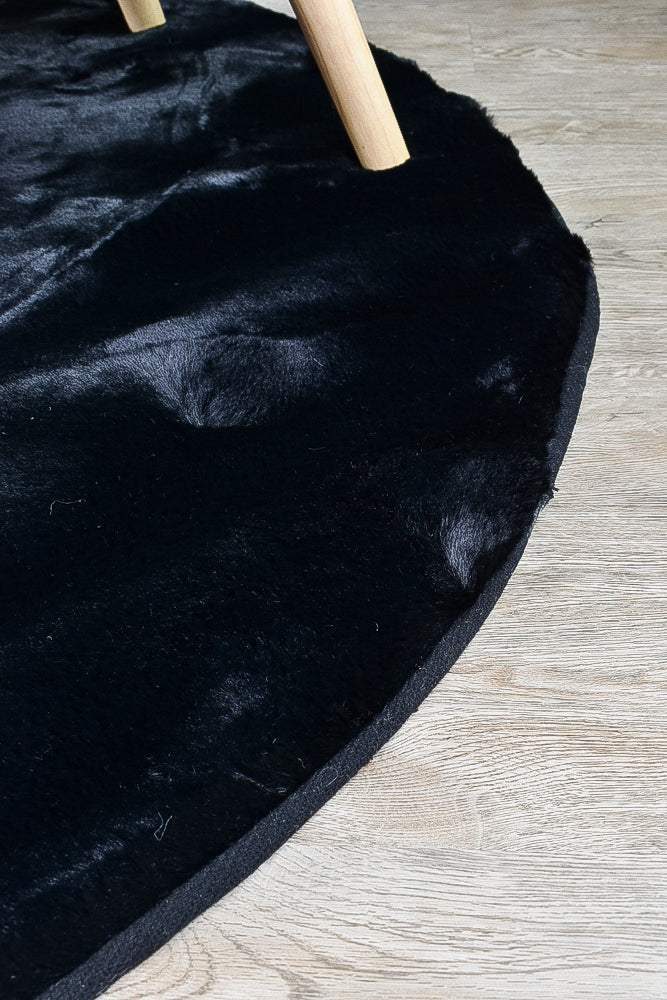 Super Soft Shaggy Round Black