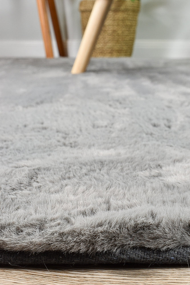 Super Soft Shaggy Round Grey