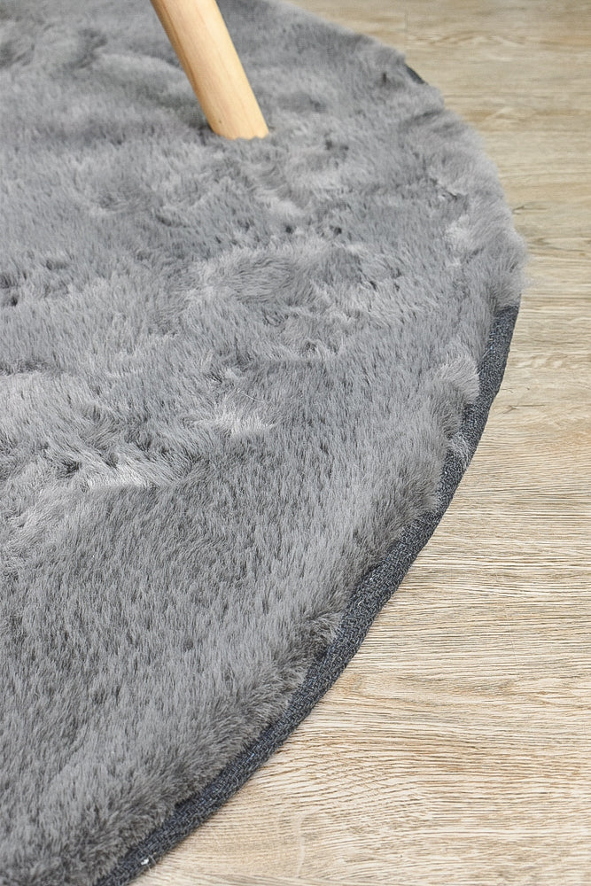 Super Soft Shaggy Round Grey