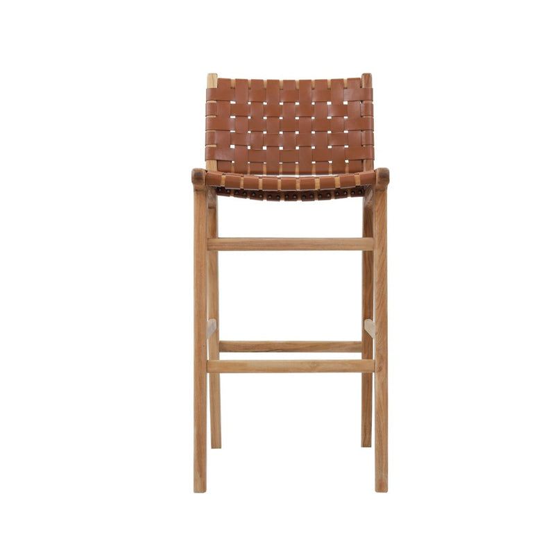 Paloma Leather Bar Stool - Tan Woven
