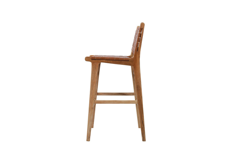 Paloma Leather Bar Stool - Tan Woven