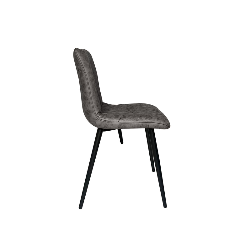 Midash Dining Chair in Tan Vintage Fabric with Powdercoated Black Legs