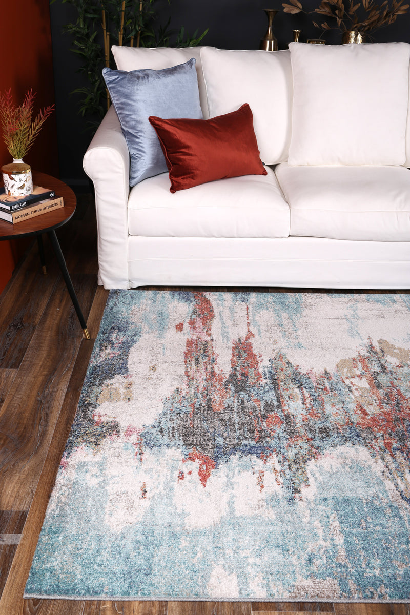 Rumba Jorge Blue & Terracotta Abstract Rug