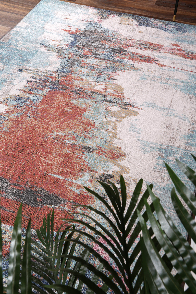 Rumba Jorge Blue & Terracotta Abstract Rug