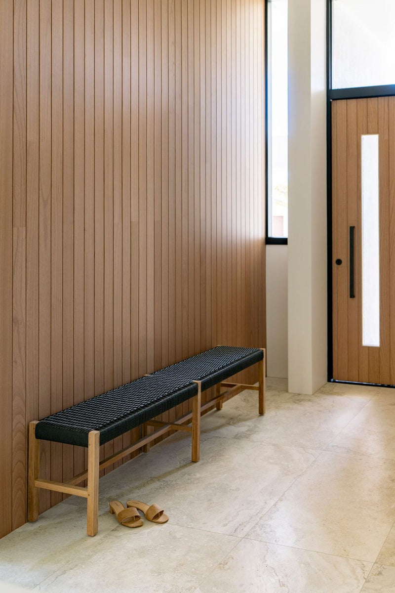 Sienna Woven Bench Seat – Black – Close Weave -2m