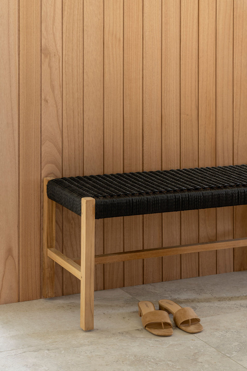 Sienna Woven Bench Seat – Black – Close Weave