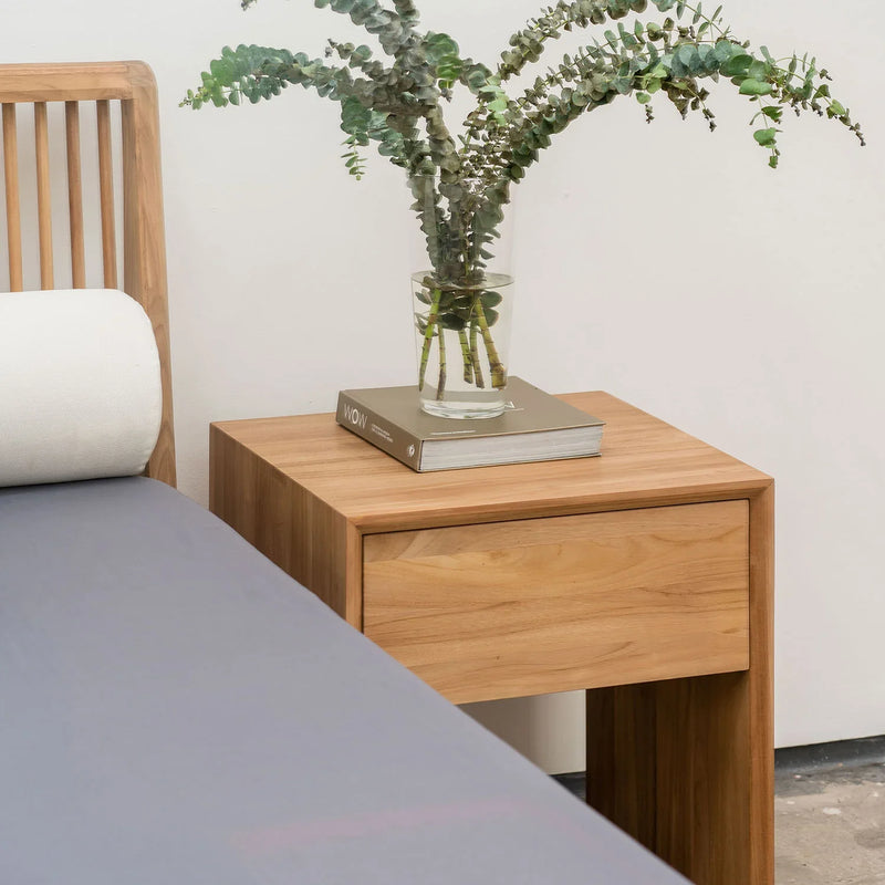 Jodoh Spindle Bedside Plain Table 55cm - Teak