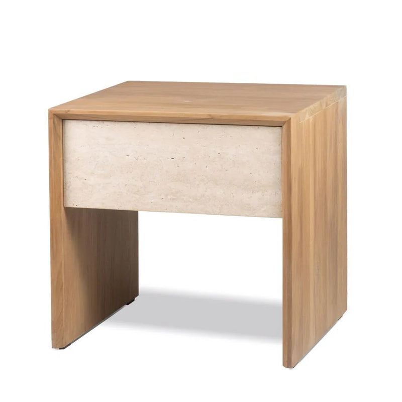 Jodoh Spindle Bedside Marble Table 55cm - Teak