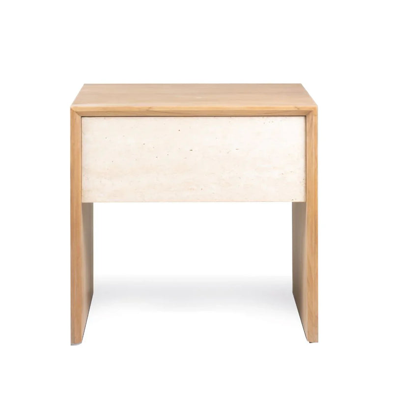 Jodoh Spindle Bedside Marble Table 55cm - Teak
