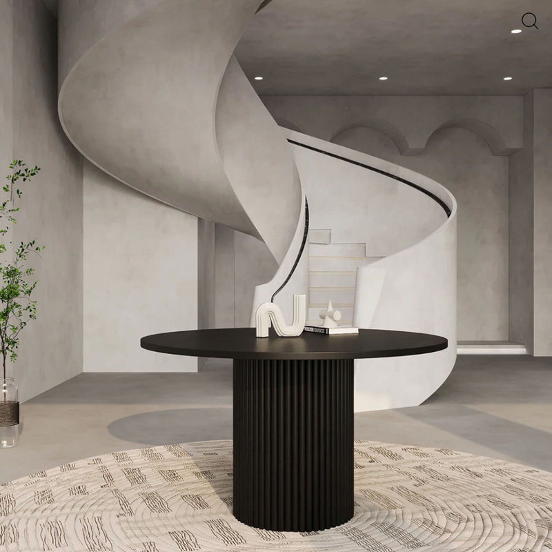 Sonata 1.2 Round Dining Table in MDF Veneer Timber in Black