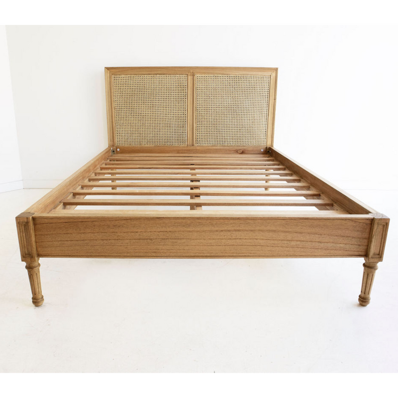 Hampton Cane Bed – Super King with Low End – Weathered Oak