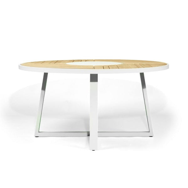 Weston Outpost Round Dining Table – 1.6m – Whitley Pearl Powder Coated Legs