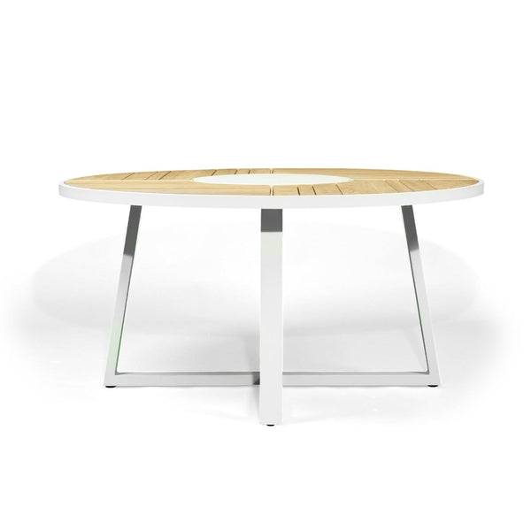 Weston Outpost Round Dining Table – 1.9m – Whitley Pearl Powder Coated Legs