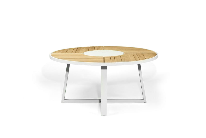 Weston Outpost Round Dining Table – 1.6m – Whitley Pearl Powder Coated Legs